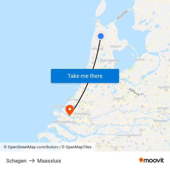 Schagen to Maassluis map