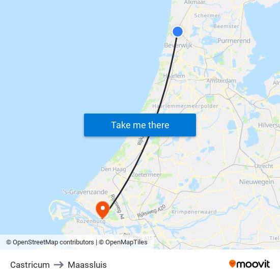 Castricum to Maassluis map