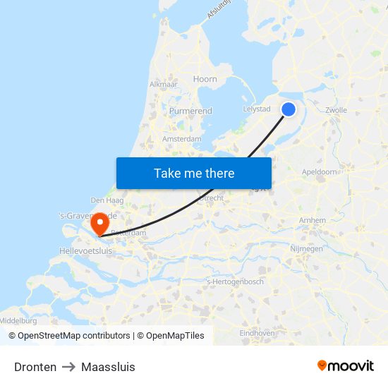 Dronten to Maassluis map