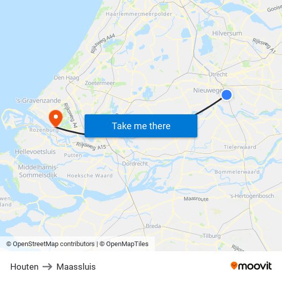 Houten to Maassluis map