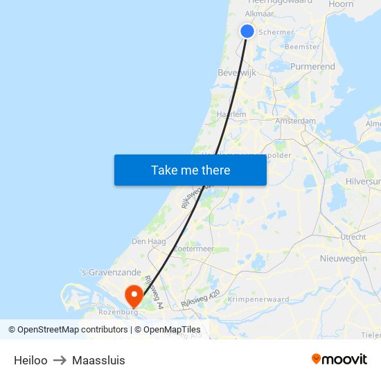 Heiloo to Maassluis map