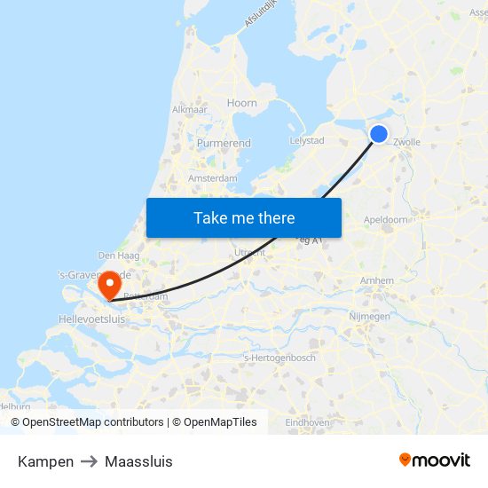 Kampen to Maassluis map