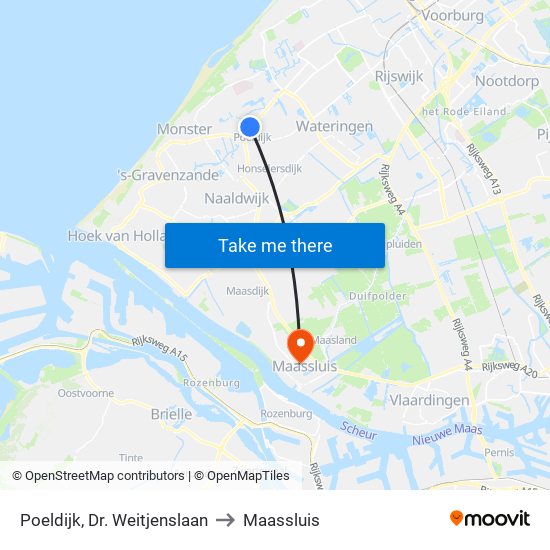 Poeldijk, Dr. Weitjenslaan to Maassluis map
