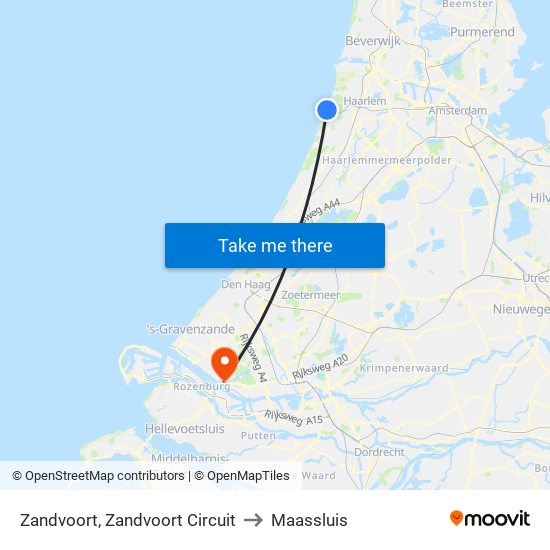 Zandvoort, Zandvoort Circuit to Maassluis map