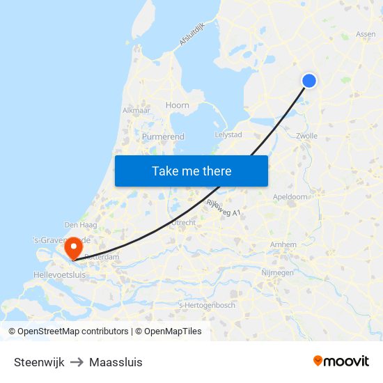 Steenwijk to Maassluis map