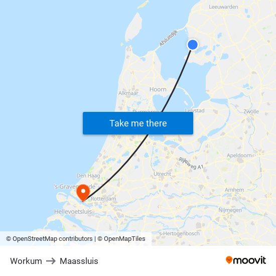 Workum to Maassluis map