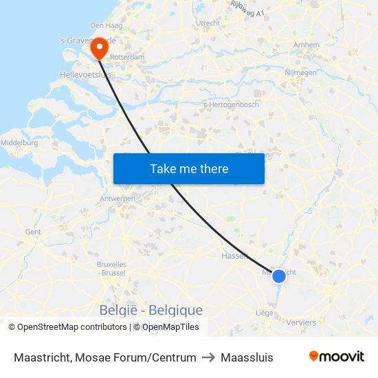Maastricht, Mosae Forum/Centrum to Maassluis map