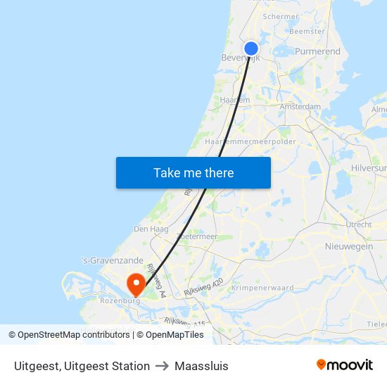 Uitgeest, Uitgeest Station to Maassluis map