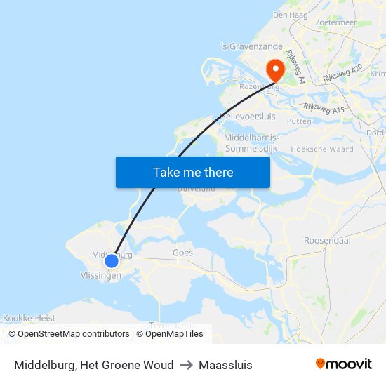 Middelburg, Het Groene Woud to Maassluis map