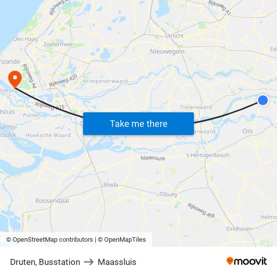 Druten, Busstation to Maassluis map