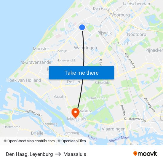 Den Haag, Leyenburg to Maassluis map