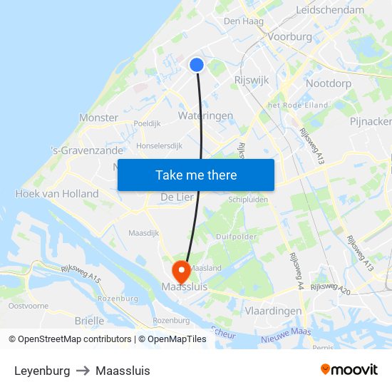 Leyenburg to Maassluis map