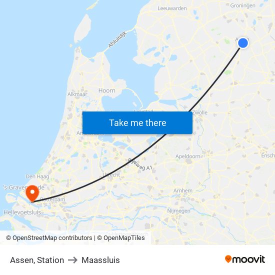 Assen, Station to Maassluis map