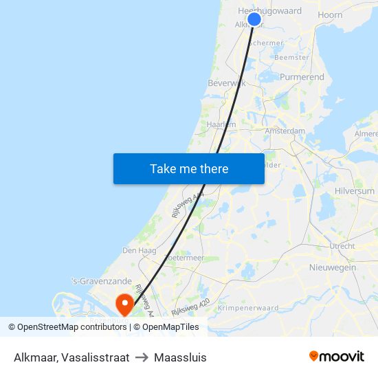 Alkmaar, Vasalisstraat to Maassluis map