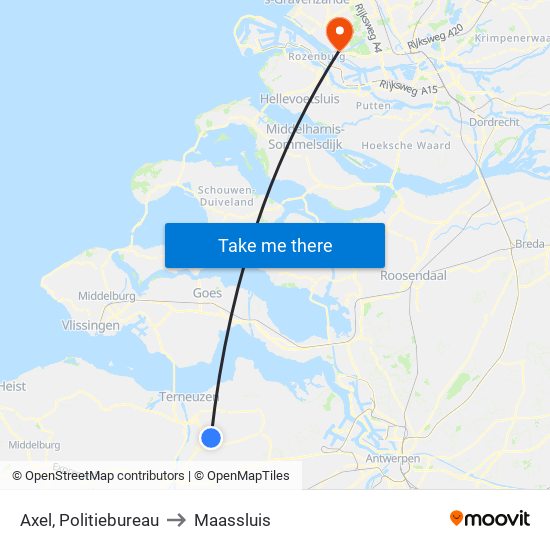 Axel, Politiebureau to Maassluis map