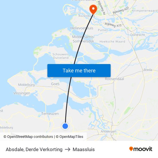 Absdale, Derde Verkorting to Maassluis map