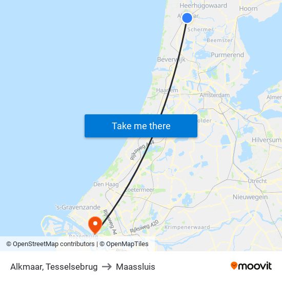 Alkmaar, Tesselsebrug to Maassluis map