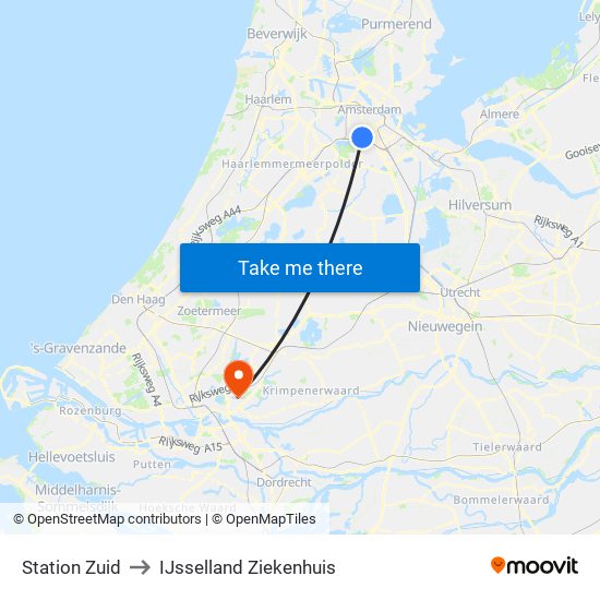 Station Zuid to IJsselland Ziekenhuis map