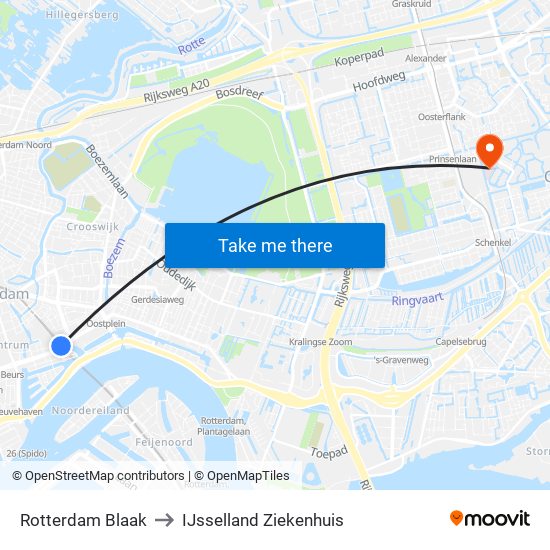 Rotterdam Blaak to IJsselland Ziekenhuis map