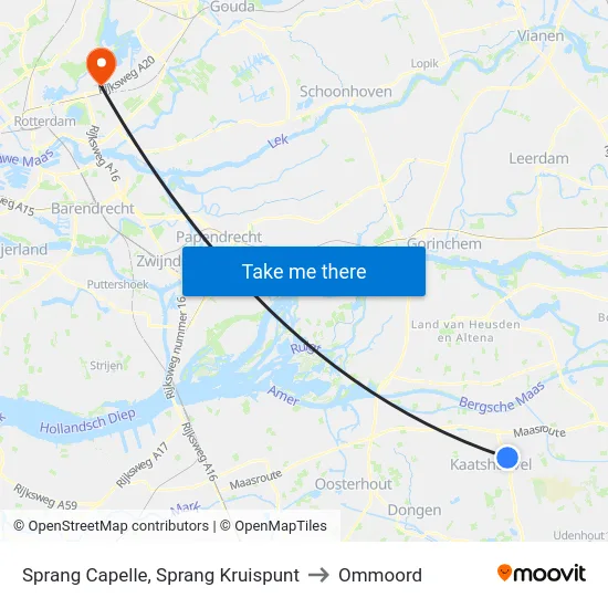 Sprang Capelle, Sprang Kruispunt to Ommoord map