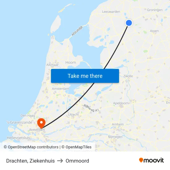 Drachten, Ziekenhuis to Ommoord map