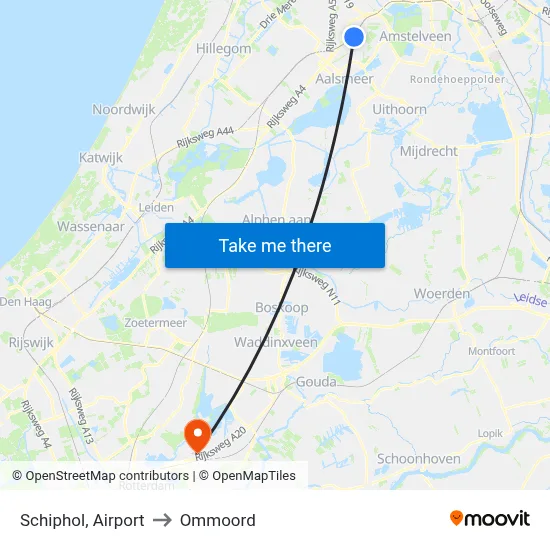 Schiphol, Airport to Ommoord map