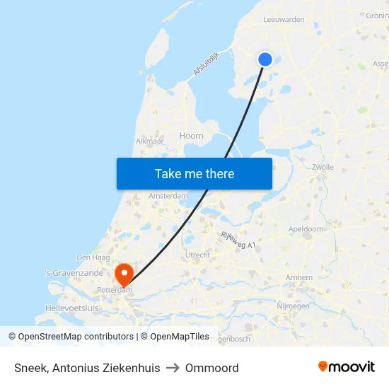 Sneek, Antonius Ziekenhuis to Ommoord map