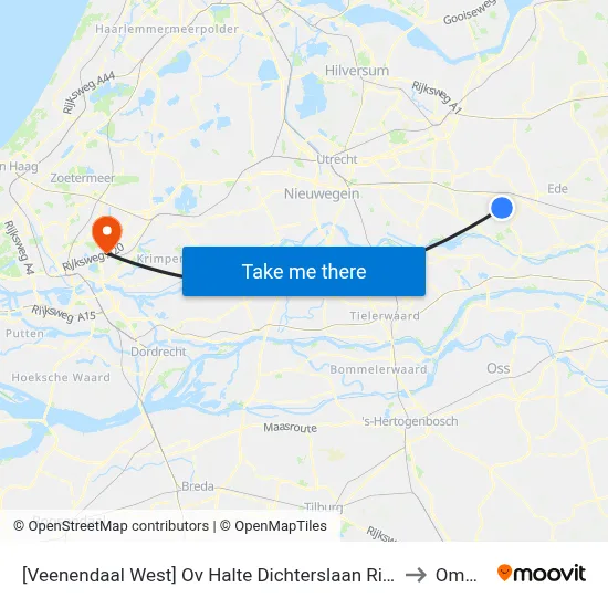 [Veenendaal West] Ov Halte Dichterslaan Richting Veenendaal Centrum to Ommoord map