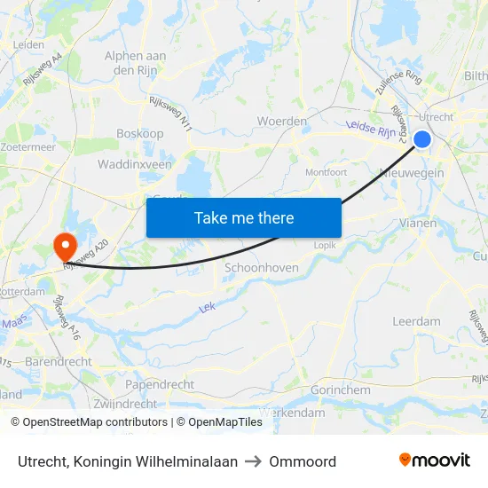 Utrecht, Koningin Wilhelminalaan to Ommoord map