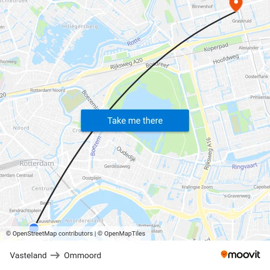 Vasteland to Ommoord map
