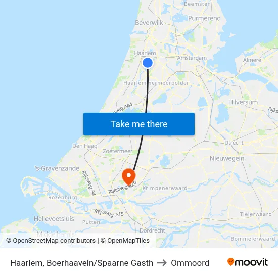Haarlem, Boerhaaveln/Spaarne Gasth to Ommoord map