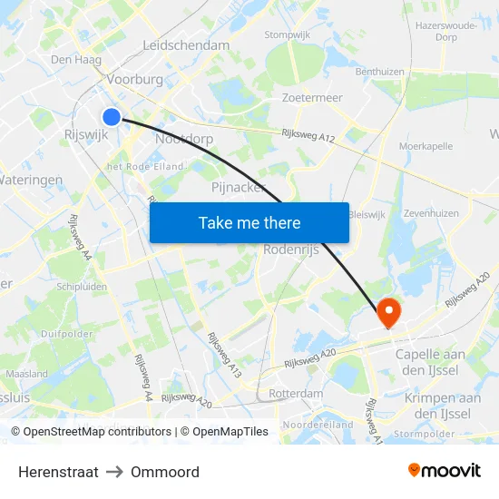 Herenstraat to Ommoord map