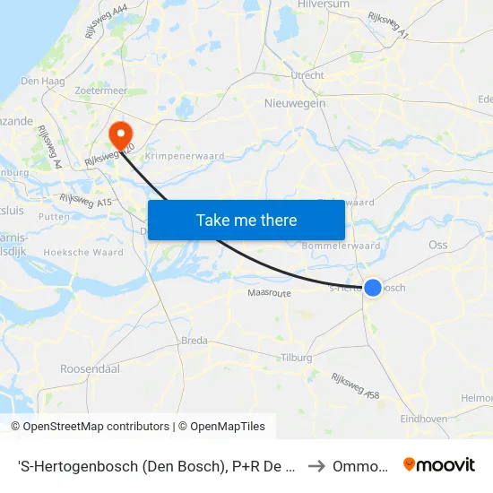'S-Hertogenbosch (Den Bosch), P+R De Vliert to Ommoord map