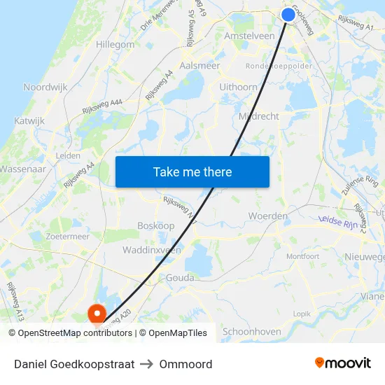 Daniel Goedkoopstraat to Ommoord map