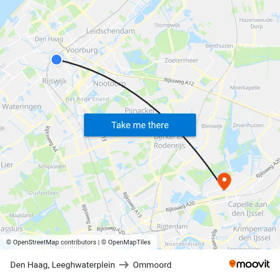 Den Haag, Leeghwaterplein to Ommoord map