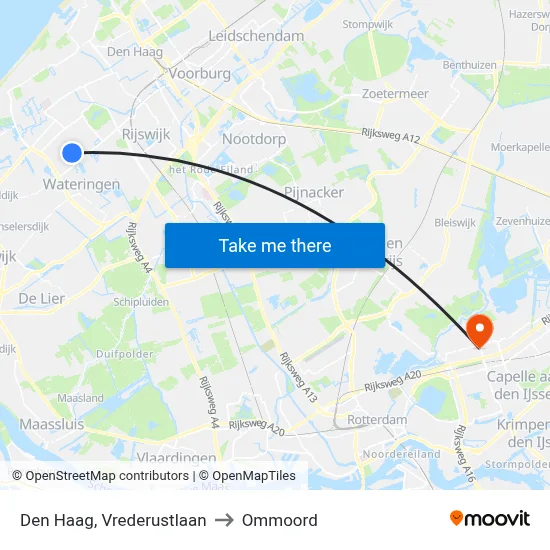 Den Haag, Vrederustlaan to Ommoord map