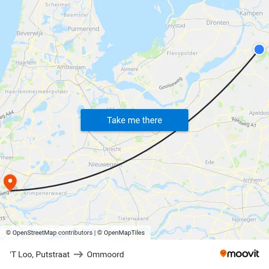'T Loo, Putstraat to Ommoord map