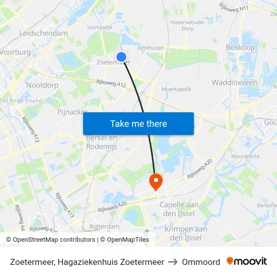 Zoetermeer, Hagaziekenhuis Zoetermeer to Ommoord map