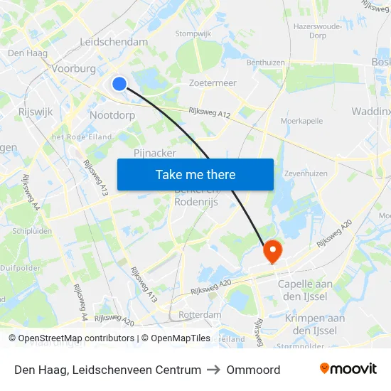 Den Haag, Leidschenveen Centrum to Ommoord map