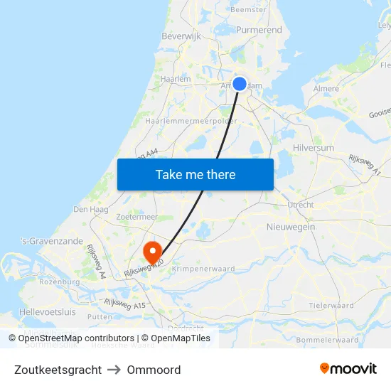 Zoutkeetsgracht to Ommoord map
