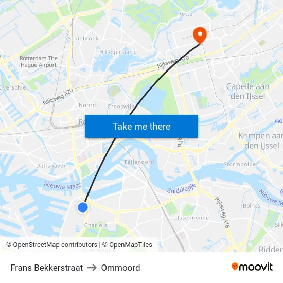 Frans Bekkerstraat to Ommoord map