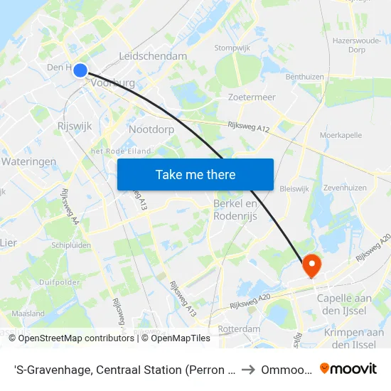 'S-Gravenhage, Centraal Station (Perron D) to Ommoord map