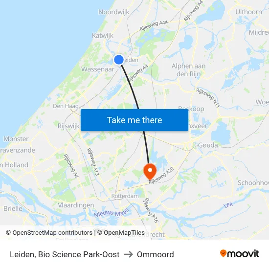 Leiden, Bio Science Park-Oost to Ommoord map