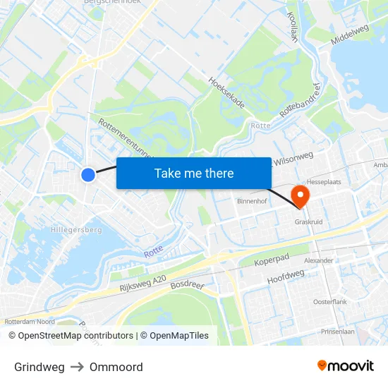 Grindweg to Ommoord map