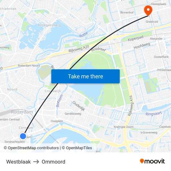 Westblaak to Ommoord map