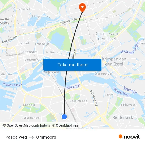 Pascalweg to Ommoord map
