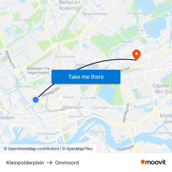 Kleinpolderplein to Ommoord map