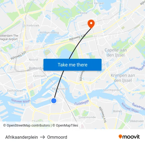 Afrikaanderplein to Ommoord map