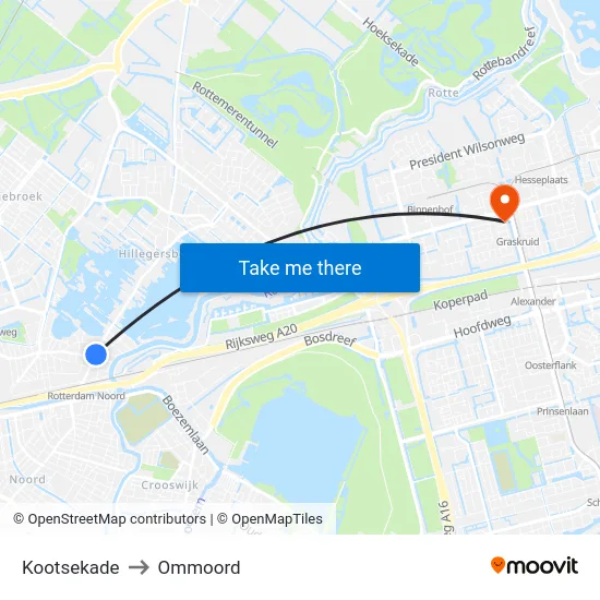 Kootsekade to Ommoord map