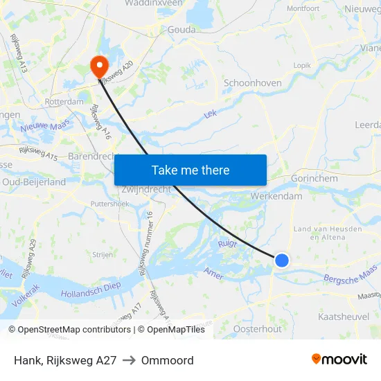Hank, Rijksweg A27 to Ommoord map